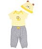 Color:Grey - Image 1 - Baby Boys 3-12 Months Lion Striped Short Sleeve Bodysuit & Solid Pant Set