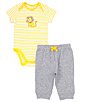Color:Grey - Image 2 - Baby Boys 3-12 Months Lion Striped Short Sleeve Bodysuit & Solid Pant Set