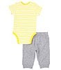 Color:Grey - Image 3 - Baby Boys 3-12 Months Lion Striped Short Sleeve Bodysuit & Solid Pant Set