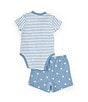 Color:Blue - Image 2 - Baby Boys 3-12 Months Short-Sleeve Baseball-Motif-Pocket Striped Knit Bodysuit & Baseball-Printed Knit Shorts Set