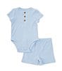 Color:Blue - Image 1 - Baby Boys 3-12 Months Short-Sleeve Henley Bodysuit & Matching Shorts Set