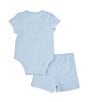 Color:Blue - Image 2 - Baby Boys 3-12 Months Short-Sleeve Henley Bodysuit & Matching Shorts Set
