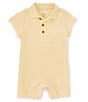 Color:Yellow - Image 1 - Baby Boys 3-12 Months Short Sleeve Rib-Knit Shortall