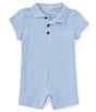 Color:Chambray - Image 1 - Baby Boys 3-12 Months Short Sleeve Rib-Knit Shortall