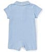 Color:Chambray - Image 2 - Baby Boys 3-12 Months Short Sleeve Rib-Knit Shortall