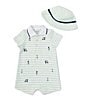Color:Green - Image 1 - Baby Boys 3-12 Months Short Sleeve Striped/Golf Themed Shortalls