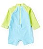 Color:Blue - Image 2 - Baby Boys 6-24 Months Raglan Sleeve Color Block Gecko Graphic Rashguard Swim Suit