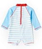 Color:Blue - Image 2 - Baby Boys 6-24 Months Raglan Sleeve Crab Rashguard Swim Suit