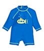 Color:Blue - Image 1 - Baby Boys 6-24 Months Raglan-Sleeve Submarine Rashguard Swim Suit