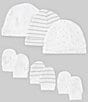 Color:White Print - Image 1 - Baby Boys Funtime Hat & Mitt Set