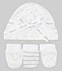 Color:White Print - Image 2 - Baby Boys Funtime Hat & Mitt Set