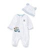 Color:White/Blue - Image 1 - Baby Boys Newborn-9 Months Golf Day Long-Sleeve Striped Footed Coverall