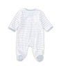 Color:White/Blue - Image 2 - Baby Boys Newborn-9 Months Golf Day Long-Sleeve Striped Footed Coverall
