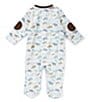 Color:White/Multi - Image 2 - Baby Boys Preemie-9 Months Cute Puppy Footed Coverall & Hat Set