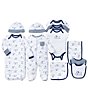 Color:Medieval Blue/White - Image 2 - Baby Boys Preemie-9 Months Puppy Toile Printed Footed Coverall & Hat Set