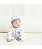 Color:Medieval Blue/White - Image 3 - Baby Boys Preemie-9 Months Puppy Toile Printed Footie Coverall & Hat Set