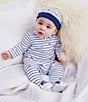 Color:Navy Stripe - Image 2 - Baby Boys Preemie-9 Months Sport Star Striped Footie Coverall & Hat Set
