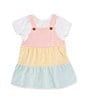 Color:Pink - Image 1 - Baby Girls 12-24 Months Sleeveless Color Block Knit Jumper Dress & Short-Sleeve Solid Knit T-Shirt Set