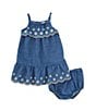 Color:Blue - Image 1 - Baby Girls 12-24 Months Sleeveless Embroidered Chambray Sundress