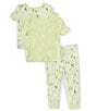 Color:Green - Image 2 - Baby Girls 12-24 Months Solid Bunny Face Sleep T-Shirt & Bunny-Printed Sleep T-Shirt & Bunny-Printed Pajama Pant Set