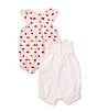 Color:Pink - Image 2 - Baby Girls 3-12 Months Allover-Ladybug-Printed Romper & Sleeveless Stripe-Pattern Romper Two-Pack