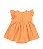 Color:Orange - Image 2 - Baby Girls 3-12 Months Flutter-Sleeve Skirted Bodysuit Dress
