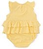 Color:Yellow - Image 2 - Baby Girls 3-12 Months Flutter Sleeve Tiered Skirted Bodysuit