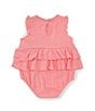 Color:Pink - Image 2 - Baby Girls 3-12 Months Flutter Sleeve Tiered Skirted Bodysuit