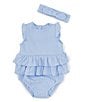 Color:Blue - Image 1 - Baby Girls 3-12 Months Flutter Sleeve Tiered Skirted Bodysuit