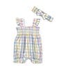 Color:Multi - Image 1 - Baby Girls 3-12 Months Sleeveless Checked Romper