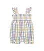Color:Multi - Image 2 - Baby Girls 3-12 Months Sleeveless Checked Romper