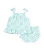 Color:Aqua - Image 2 - Baby Girls 3-12 Months Sleeveless Floral-Eyelet-Embroidered Tunic Top & Matching Bloomer Set