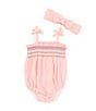 Color:Pink - Image 1 - Baby Girls 3-12 Months Sleeveless Smocked Gauze Bodysuit