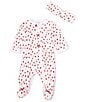 Color:Red - Image 1 - Baby Girls 3-9 Months Long Sleeve Heart Printed Footie Coverall