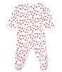 Color:Red - Image 2 - Baby Girls 3-9 Months Long Sleeve Heart Printed Footie Coverall