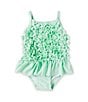 Color:Green - Image 1 - Baby Girls 6-24 Months Three-Dimensional-Flower-Appliqued One-Piece Swimsuit