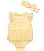 Little Me Baby Girls Bamboo Flutter-Sleeve Mesh Skirted Bubble - Image 1