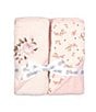 Color:Pink - Image 2 - Baby Girls Floral Embroidered Motif/Vintage Rose Printed Hooded Towel 2-Pack