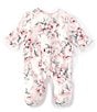 Color:Marshmallow/Medieval Blue/Multi - Image 2 - Baby Girls Preemie-9 Months Long-Sleeve Dream Floral Footie Coverall Set