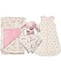 Color:Pink - Image 2 - Baby Girls Vintage Rose Bunny Snuggle Buddy