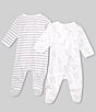 Color:White - Image 2 - Baby Newborn-9 Months Funtime Long-Sleeve Footie Coverall 2-Pack