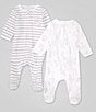 Color:White - Image 1 - Baby Newborn-9 Months Funtime Long-Sleeve Footie Coverall 2-Pack