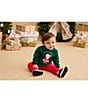 Little Me Little Boys Long Sleeve Santa Bear Top & Jogger Pants Set - Image 3