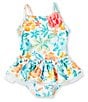 Color:Multi - Image 1 - Baby Girls 6-24 Months Tropical Floral Printed One-Piece Tutu-Skirted Swimsuit