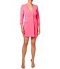 Color:Electric Pink - Image 1 - Deep Scoop Neck Mini Blazer Dress