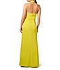 Color:High Yellow - Image 2 - Satin Front Slit Crisscross Halter Gown
