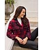 Liverpool Los Angeles Liverpool Los Angele Sherpa Plaid Print Notch Collar Long Sleeve Shacket, Color:Red/Black/Multi - Image 5