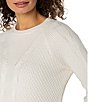 Liverpool Los Angeles Cable Knit Crew Neck Long Raglan Sleeve Sweater, Color:Alabaster - Image 3