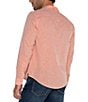 Color:Orange - Image 2 - Convertible Long Sleeve Linen Blend Shirt