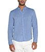 Color:Blue - Image 1 - Convertible Long Sleeve Linen Blend Shirt